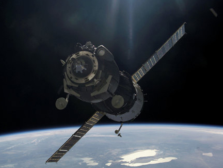 Phi thuyền Soyuz bay tới ISS hôm 28/3. Ảnh: RIA Novosti.